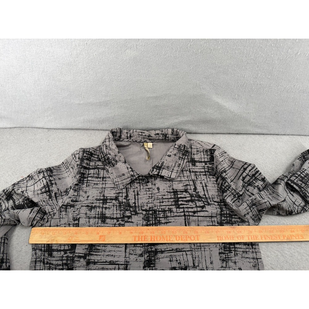 Comfy USA Shirt Women L Tunic Top Black Gray Art To Wear Lagenlook Abstract - Picture 7 of 12